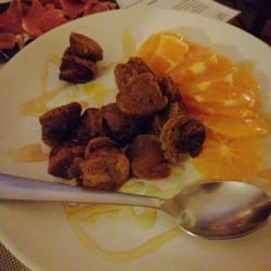 Alheira com mel e laranja