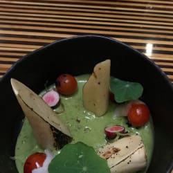 Entrada com Pupunha flambado