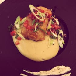 Codfish with wasabi purée 