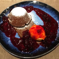 Chocolate fondant with tangerine ice cream