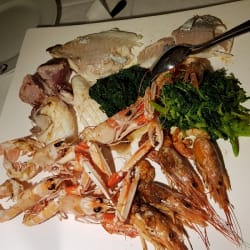 Grilled fish and seashell platter