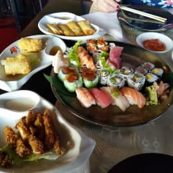 Rodízio de sushi, crepe chinês, panado de frango