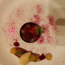 Dessert. Mooie combi tussen peer en biet 