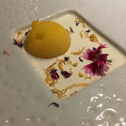 Gelado de manga mergulhado em côco