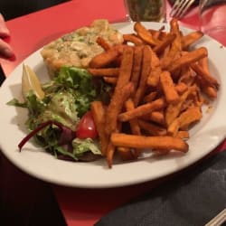 Tartare de saumon frites de patates douces
