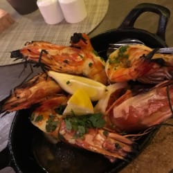 Flambeed shrimps