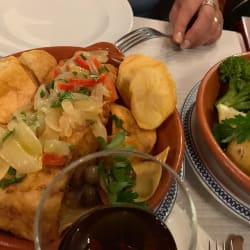 Bacalao frito y pulpo