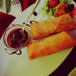 Veggie crepes with tamarindo sauce 