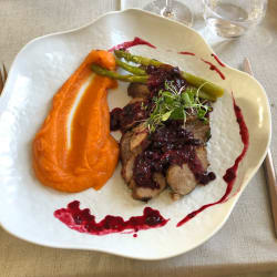 Cochon noir et purée de patate douce 